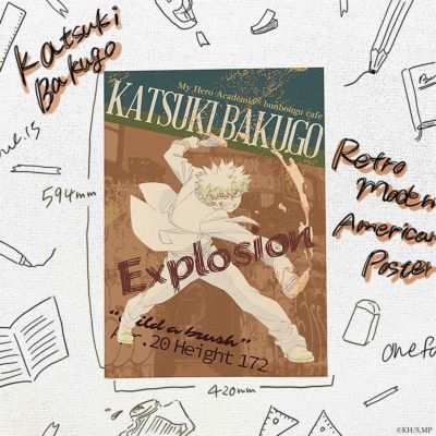 僕のヒーローアカデミア　Retro Modern American Poster　爆豪勝己