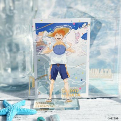 ハイキュー!!×文房具カフェ カラービーチモチーフ ミニアクリルスタンド(背景カード&収納ポーチ付き) 日向翔陽