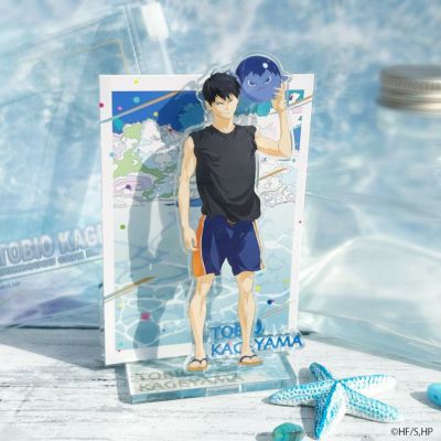 ハイキュー!!×文房具カフェ カラービーチモチーフ ミニアクリルスタンド(背景カード&収納ポーチ付き) 影山飛雄
