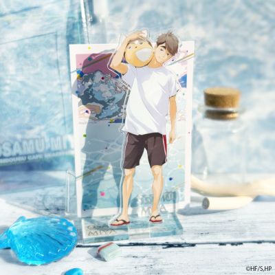 ハイキュー!!×文房具カフェ カラービーチモチーフ ミニアクリルスタンド(背景カード&収納ポーチ付き) 宮 治