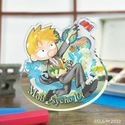 モブサイコ100 III×文房具カフェ 文カフェ絵チュード  ミニゆらゆらアクリルブロック 霊幻新隆