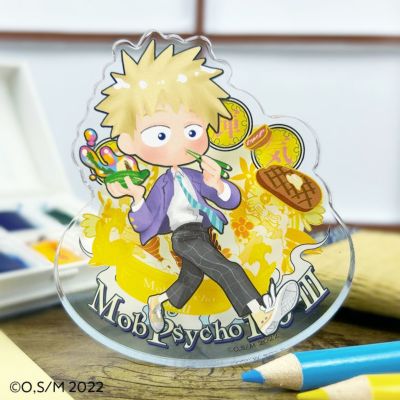 モブサイコ100 III×文房具カフェ 文カフェ絵チュード  ミニゆらゆらアクリルブロック 花沢輝気