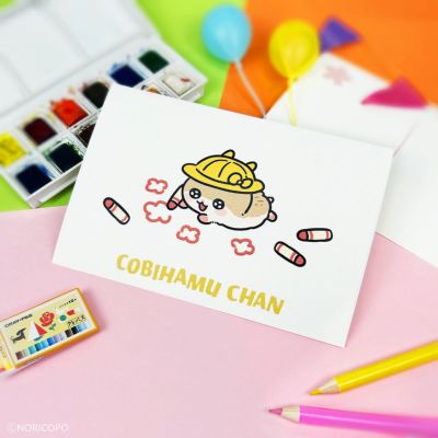 クソハムちゃん×文房具カフェ はるうららモチーフ ポストカード コビハムちゃん(クレヨン)